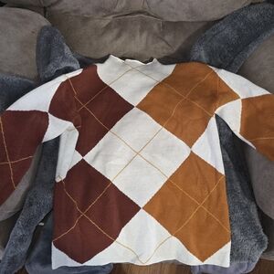 Rachel Zoe women’s argyle sweater with mock neck.  Size XS